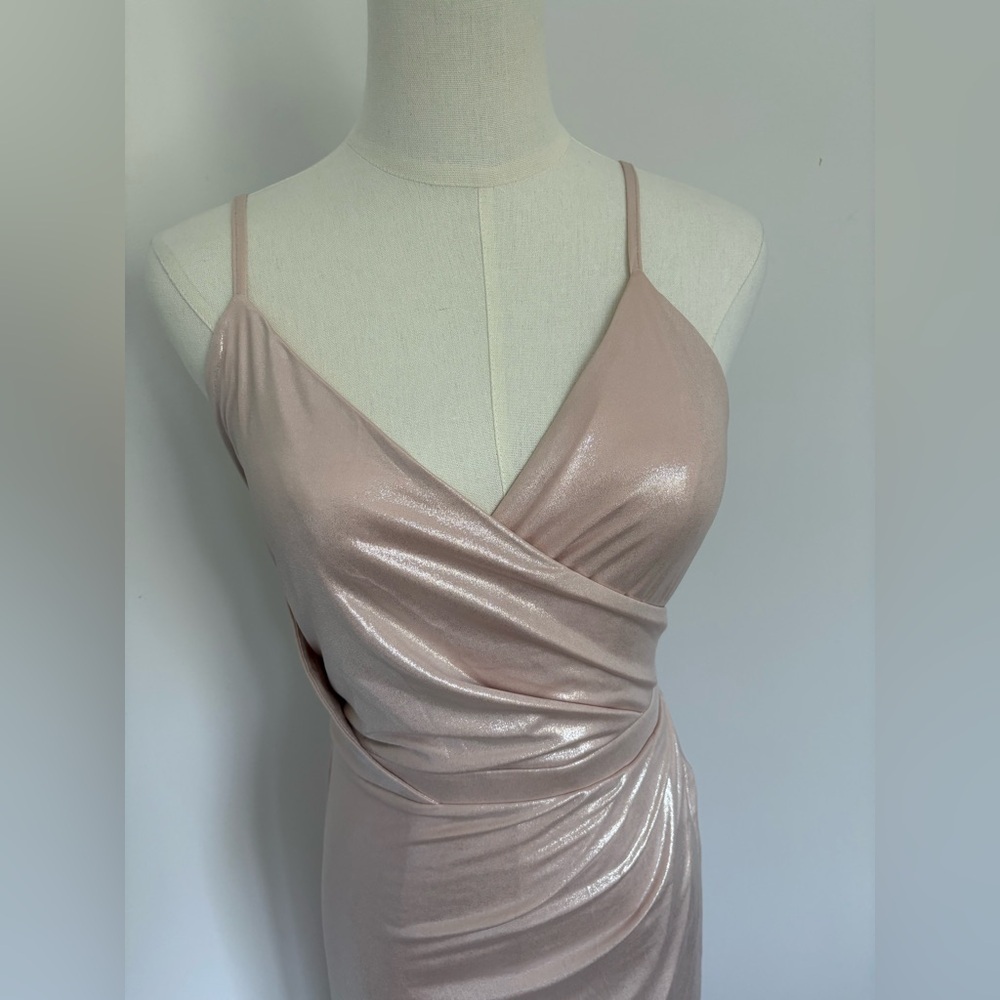 ASOS Pink Ruched Wrap Maxi Dress with Plunge Neckline - Picture 5 of 7